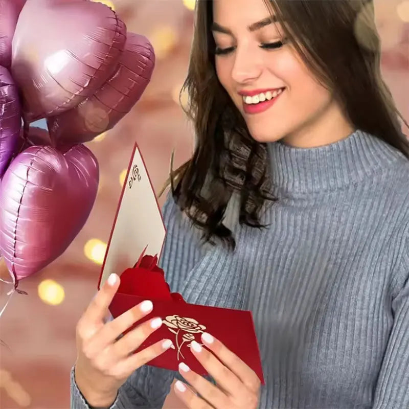 3d Rose Pop Up Card, Valentines Day Card 4