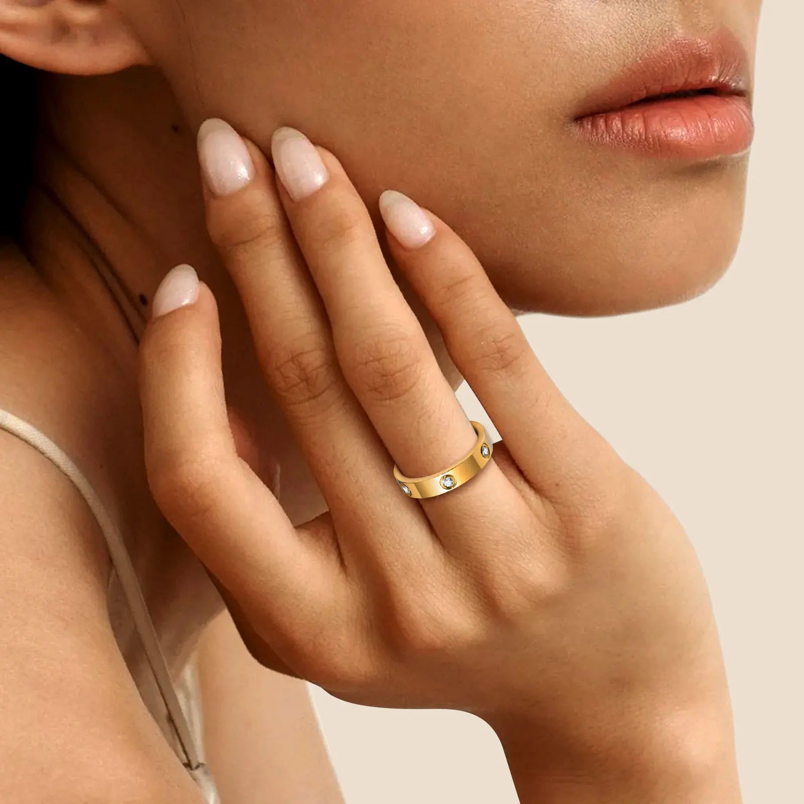 Stainless Steel Couple Ring with CZ