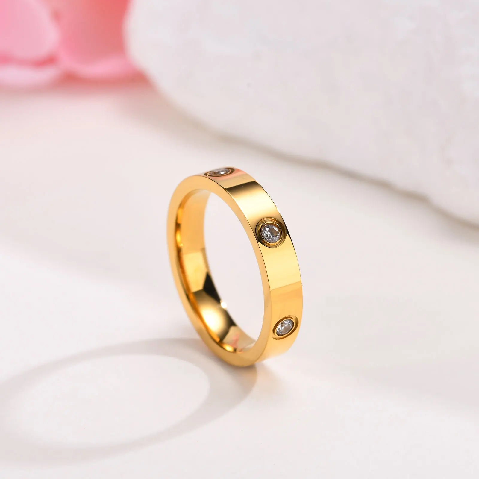 Stainless Steel Couple Ring with CZ 3